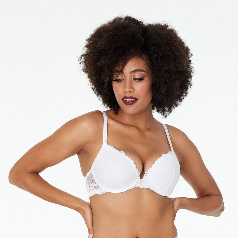White Pleasure State My Fit Lace FMO Push Up Plunge Bra