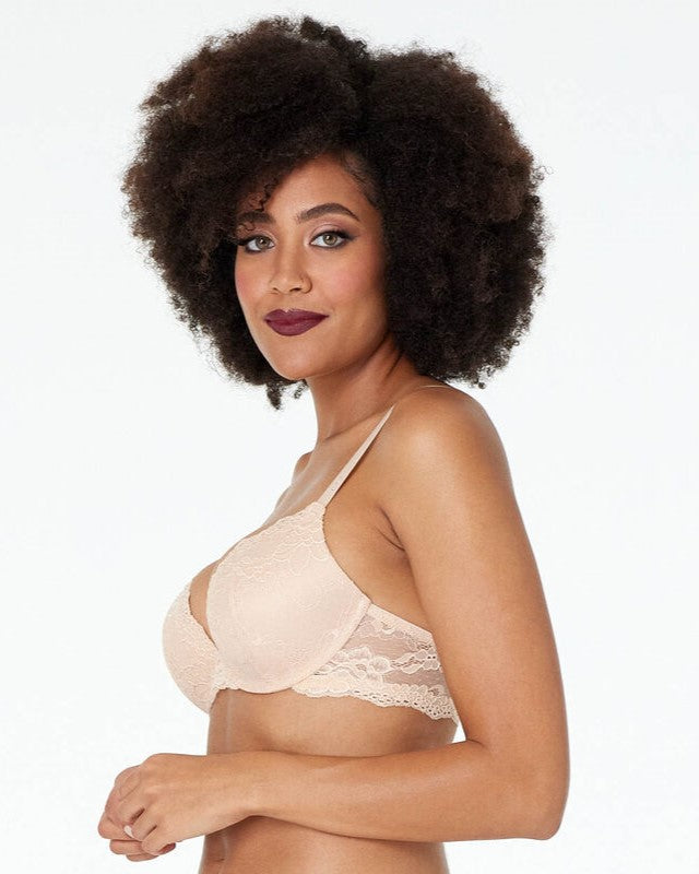 Pleasure State My Fit Lace Plunge Bra - Frappe - Curvy